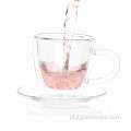 Popularny szklany kubek do herbaty ze spodkiem